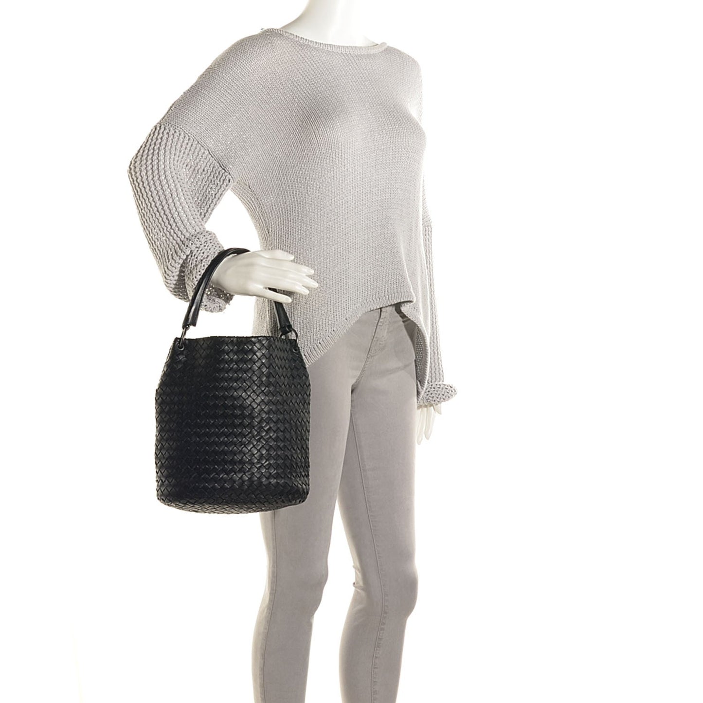 Nappa Intrecciato Bucket Bag Nero Black