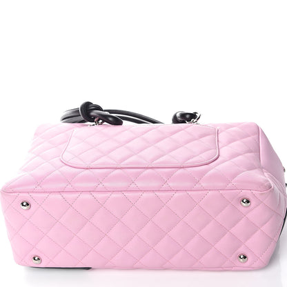 Chanel Calfskin Quilted Large Cambon Bowler Pink Black 14 of 14