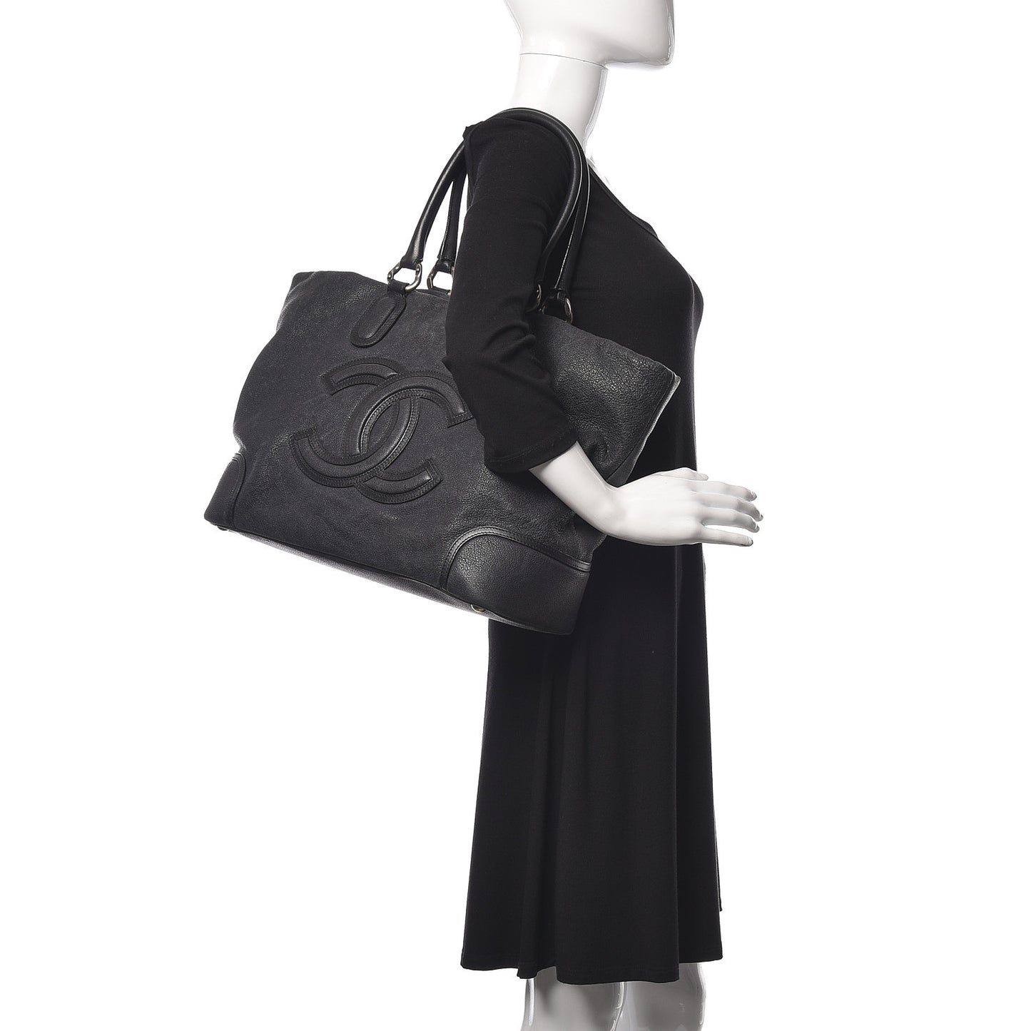 Washed Calfskin Tote Black