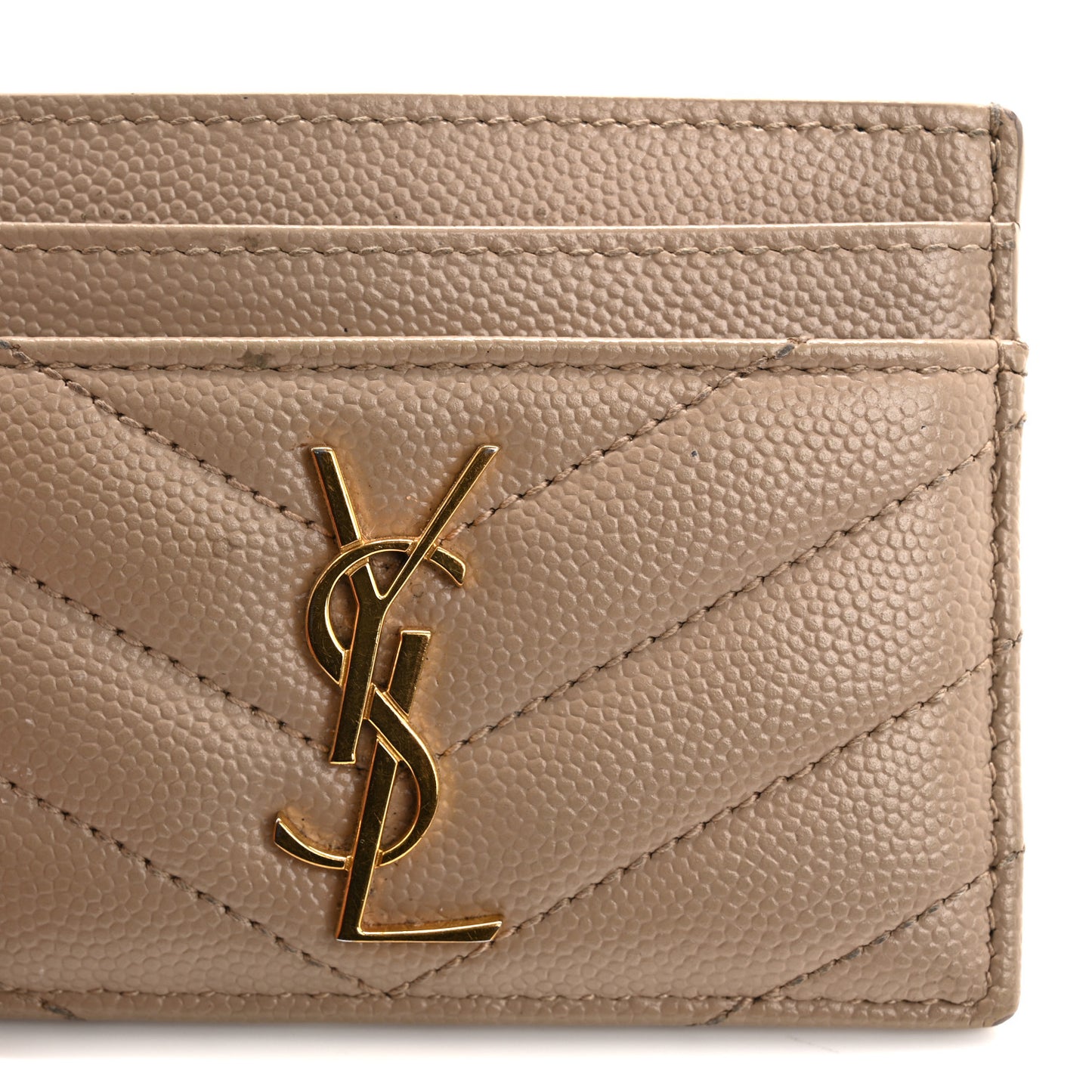 Grain De Poudre Matelasse Chevron Monogram Credit Card Case Nude Powder