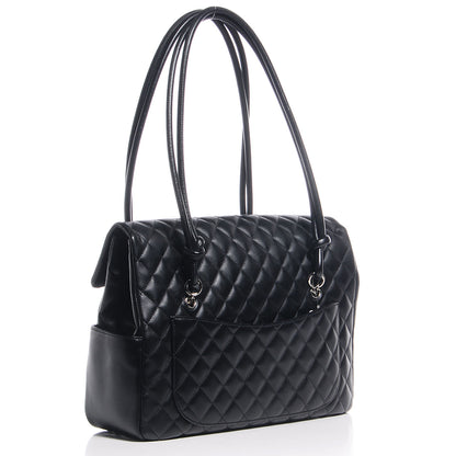 Chanel Calfskin Quilted Large Cambon Flap Black White 3 of 8