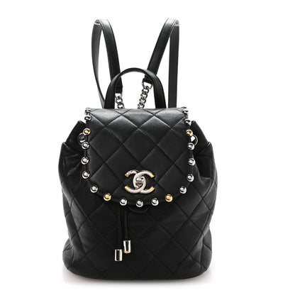 Chanel Lambskin Quilted Metallic Bubble Backpack Black 1 of 9