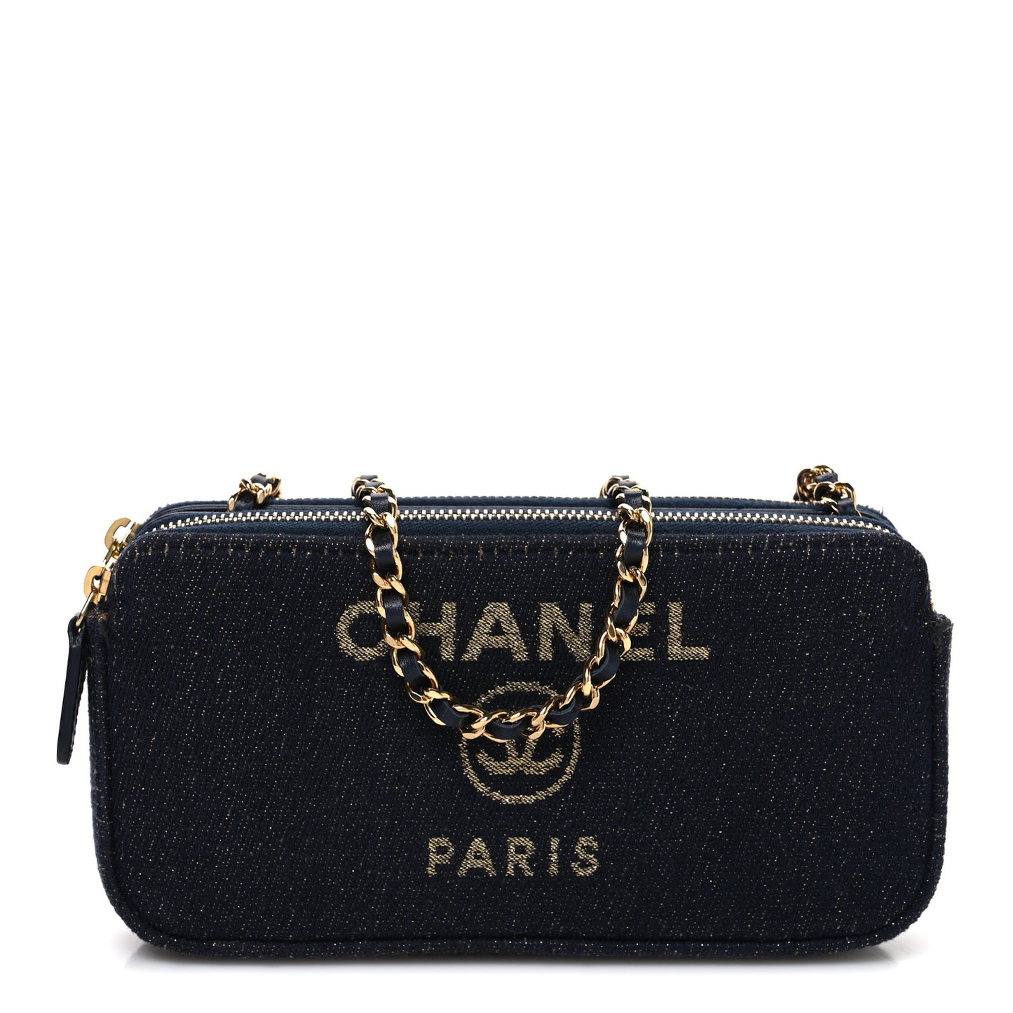 Canvas Small Deauville Clutch With Chain Navy
