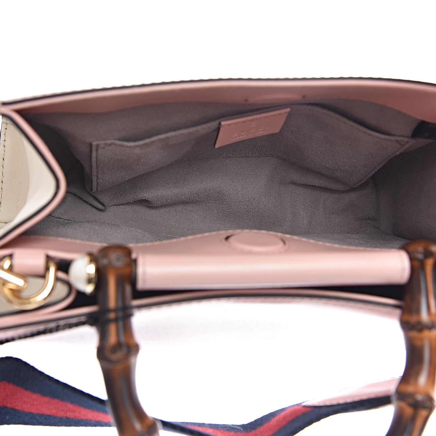 Gucci Nappa Bamboo Web Mini Nymphaea Top Handle Bag Perfect Pink Mystic White 6 of 11