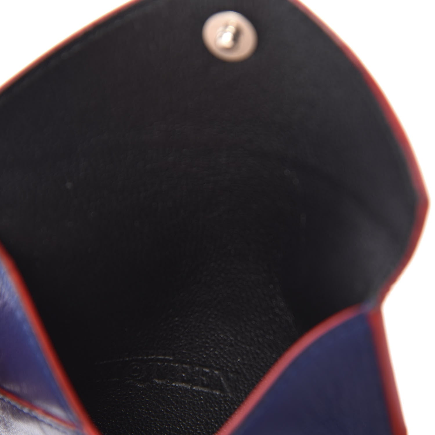 Alexander McQueen Calfskin Skull Envelope Card Holder Blue Red 7 of 7
