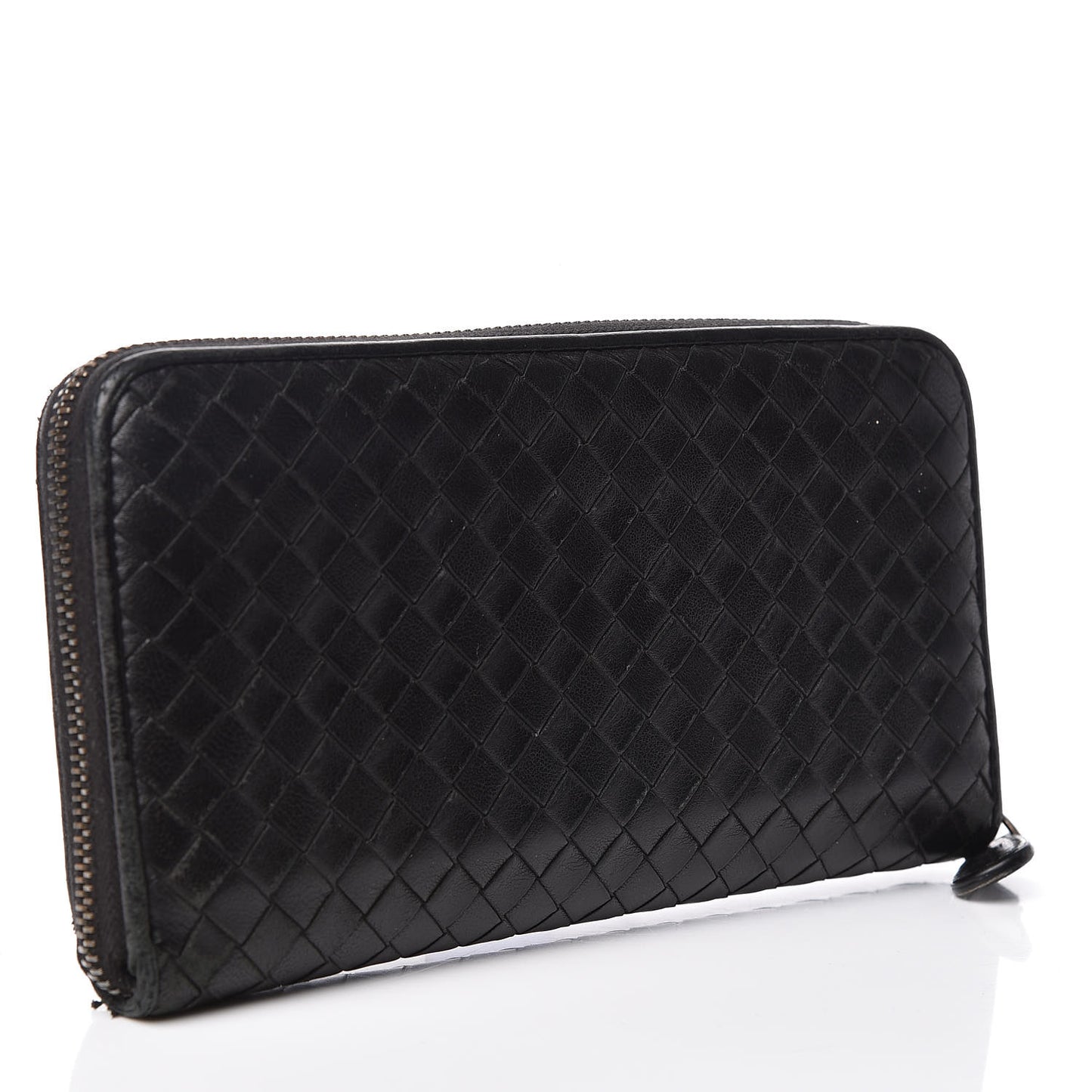 Nappa Intrecciato Zip Around Wallet Black