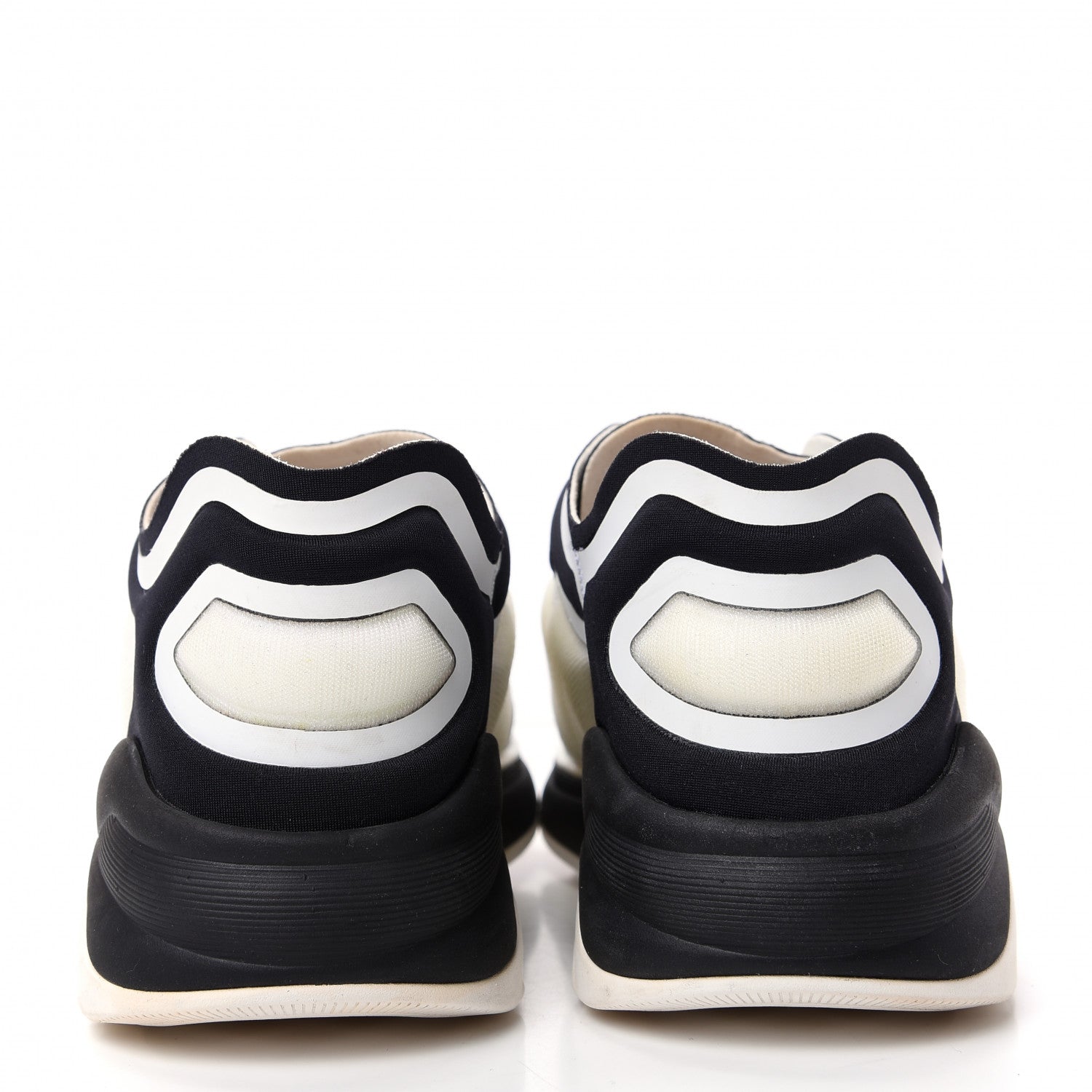 Chanel Lycra Womens CC Sneakers 37.5 White Black 7 of 10