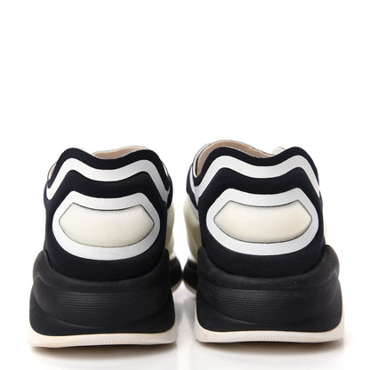 Chanel Lycra Womens CC Sneakers 37.5 White Black 7 of 10