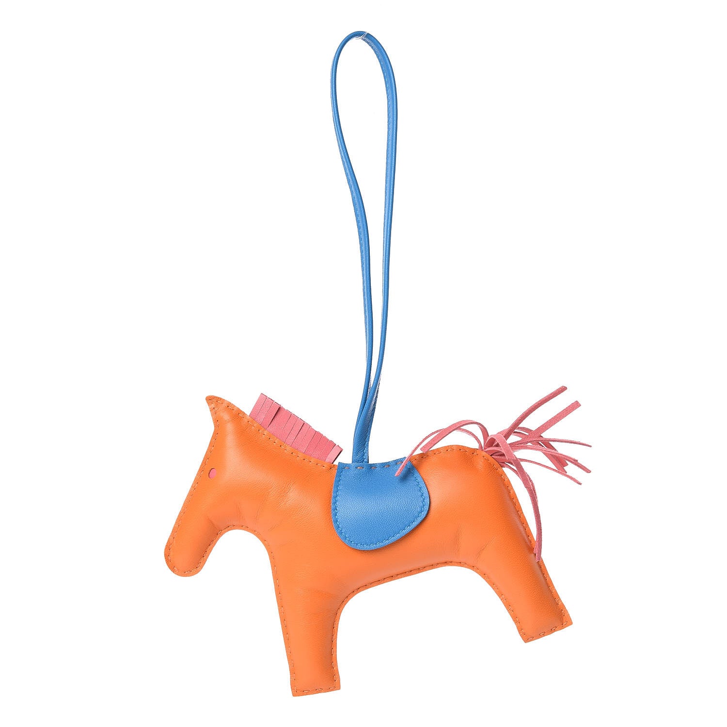 Hermes Milo Lambskin Grigri Rodeo Horse Bag Charm GM Orange Bleu Zanzibar Rose Azalee 1 of 5