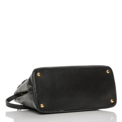 Prada Saffiano Cuir Bi-Color Double Handle Tote Black Fuoco 4 of 8