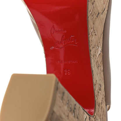 Christian Louboutin Calfskin Cork Dona Anna 120 Wedges 39 Nude Natural 7 of 8