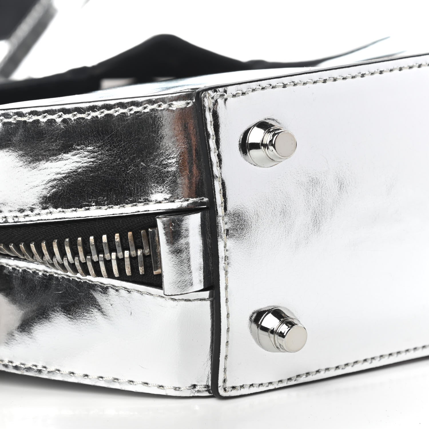 Alexander Wang Metallic Calfskin Rabbit Fur Devere Top Handle Bag Silver 8 of 9
