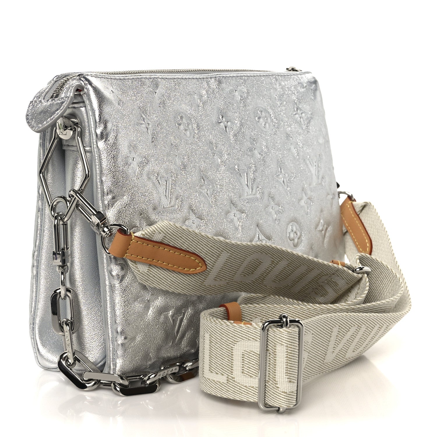 Louis Vuitton Metallic Lambskin Embossed Monogram Coussin PM  Silver 3 of 11