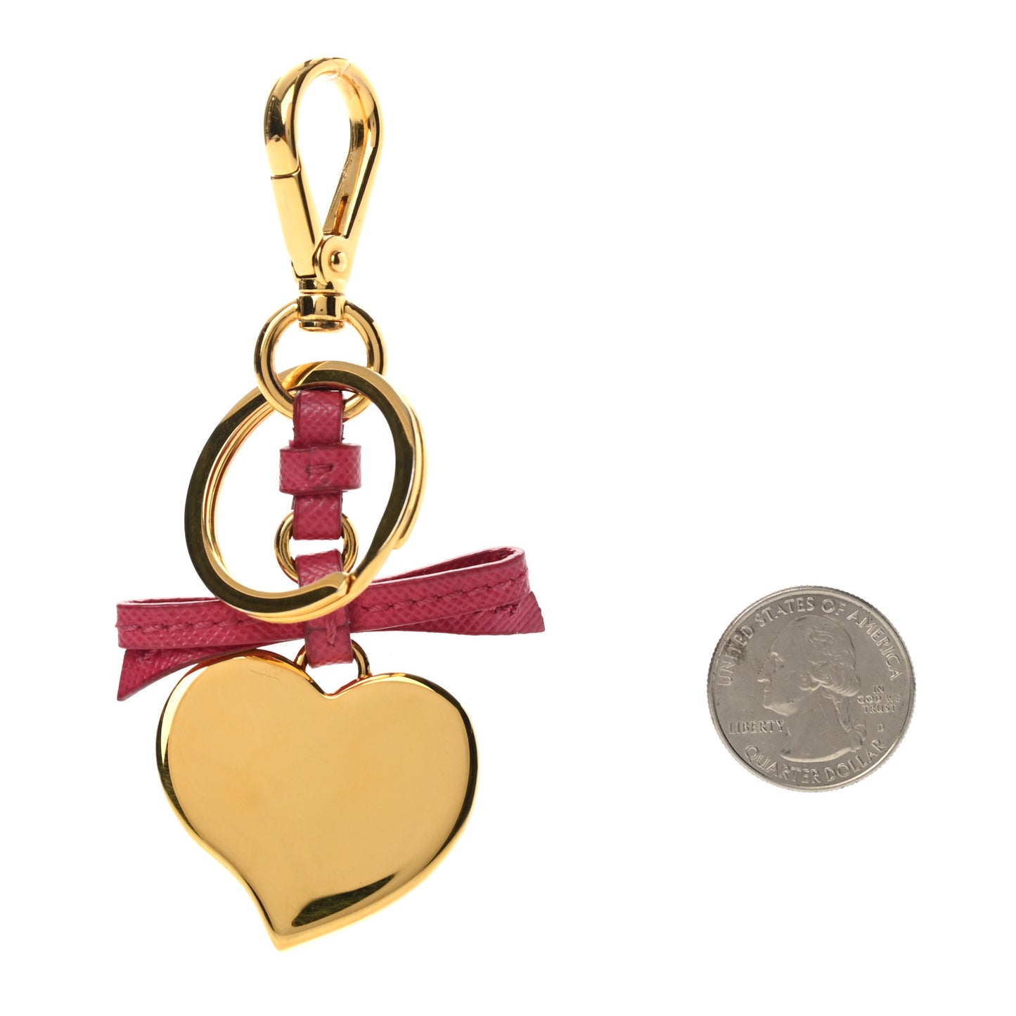 Saffiano Heart Keychain Charm Peonia