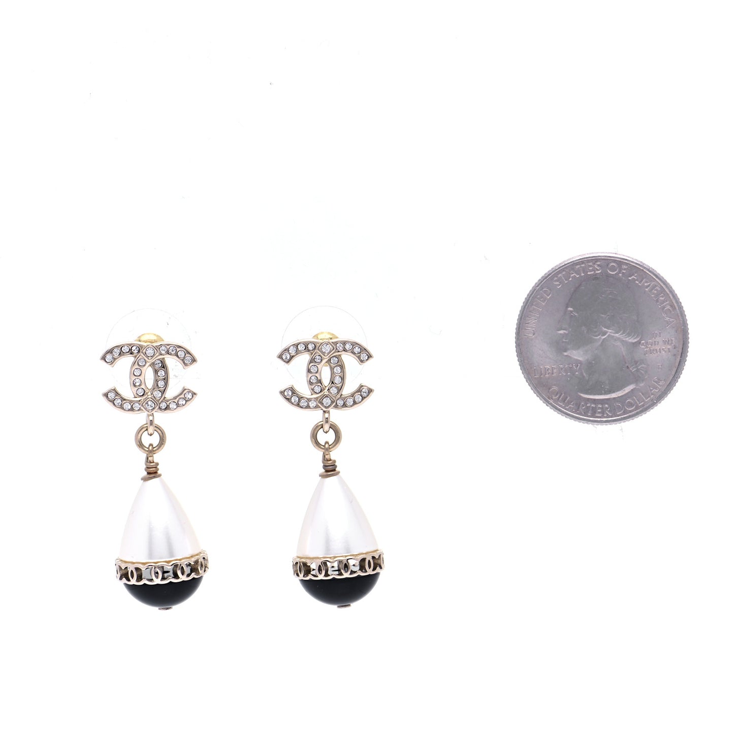 Crystal Pearl CC Fantasy Drop Earrings Gold Black