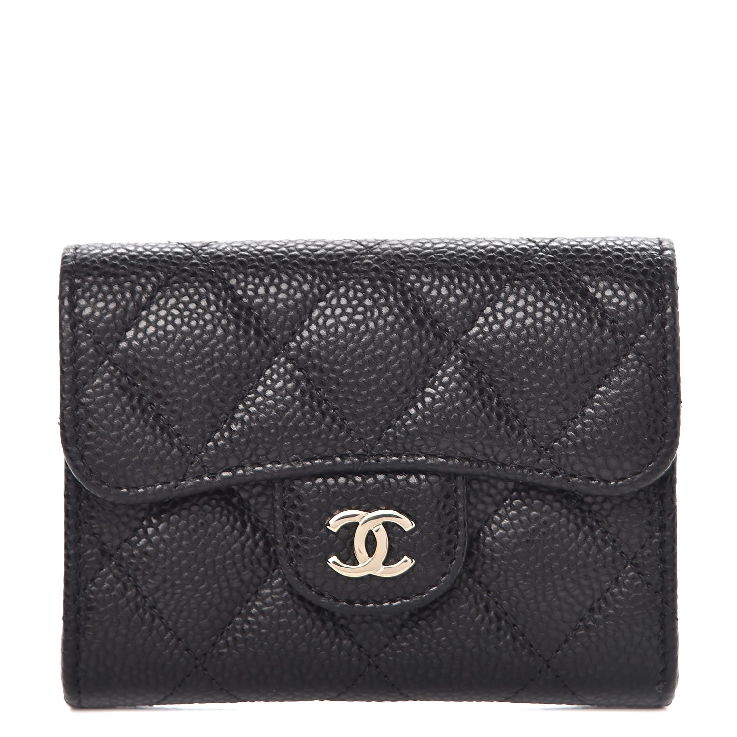 Chanel Caviar Quilted Flap Card Holder Wallet Black 1 of 8