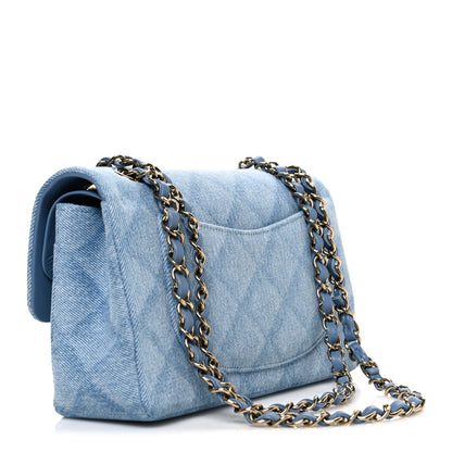 Chanel Printed Denim Quilted Small Double Flap Light Blue 2 of 10