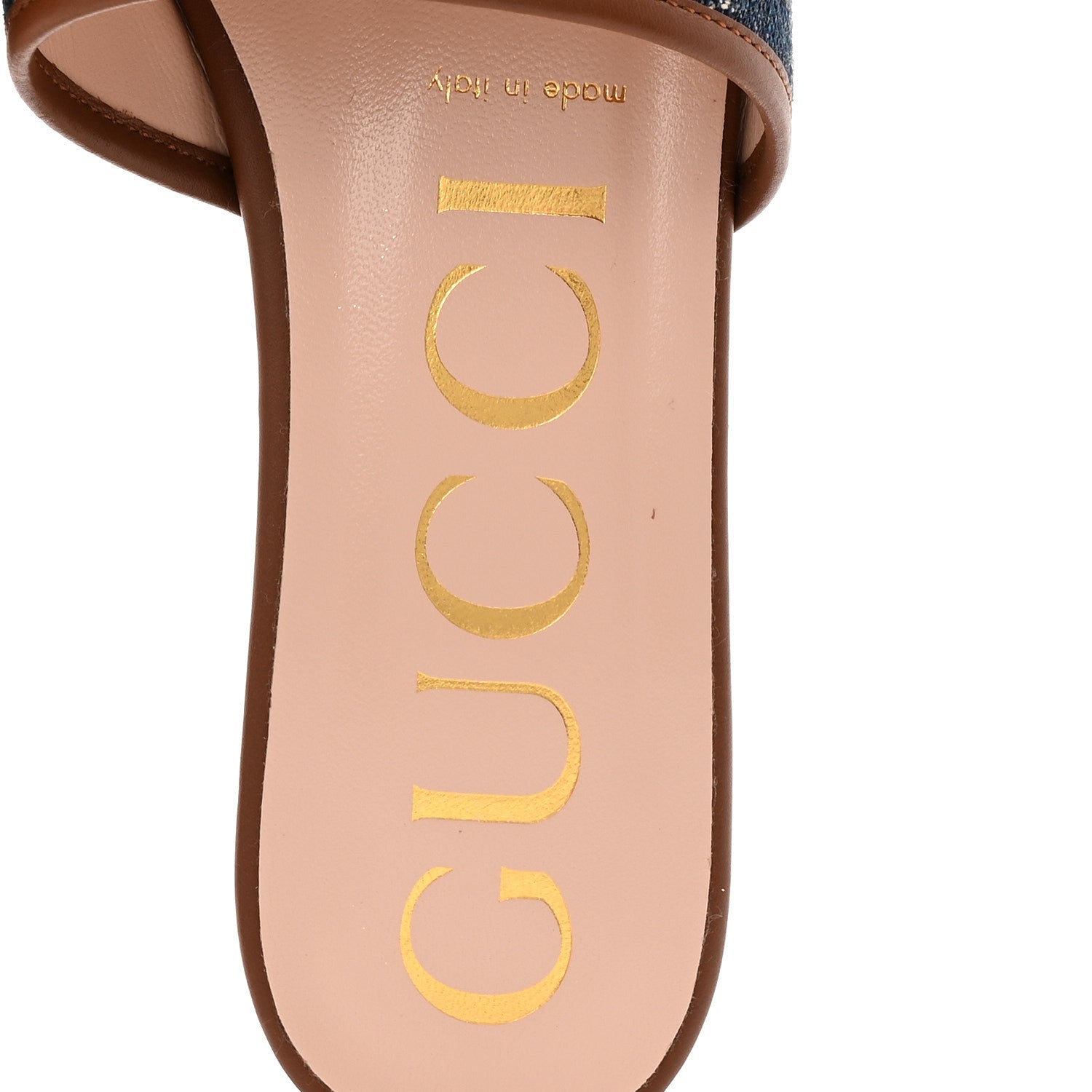 Gucci New Denim GG Monogram Miro Soft Calfskin Jolie Slide Sandals 38.5 Blue Tea Cuir Epilogue 8 of 10