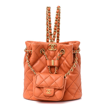 Chanel Calfskin Quilted Small CC Chain Bucket Backpack Orange 1 of 10