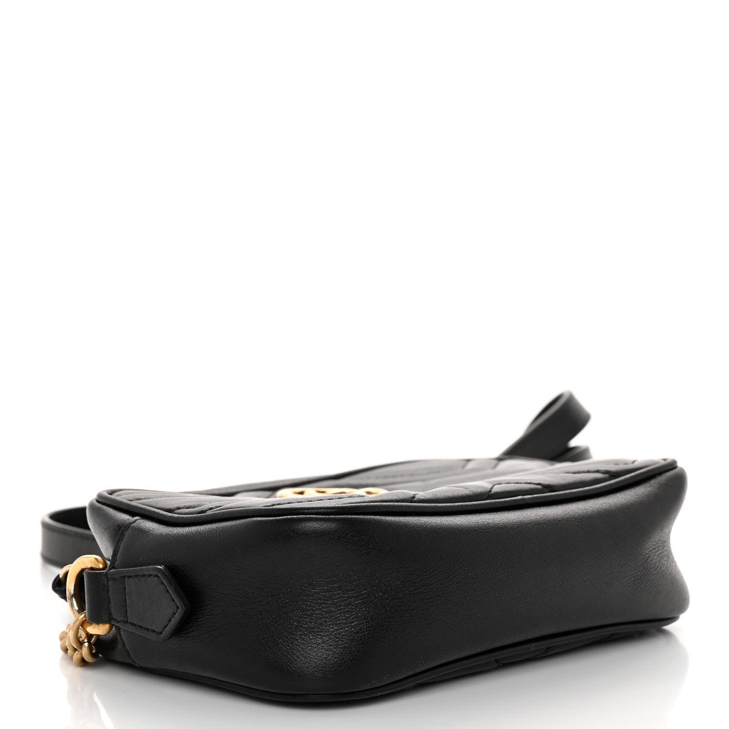 Gucci Calfskin Matelasse Mini GG Marmont Chain Shoulder Bag Black 7 of 19