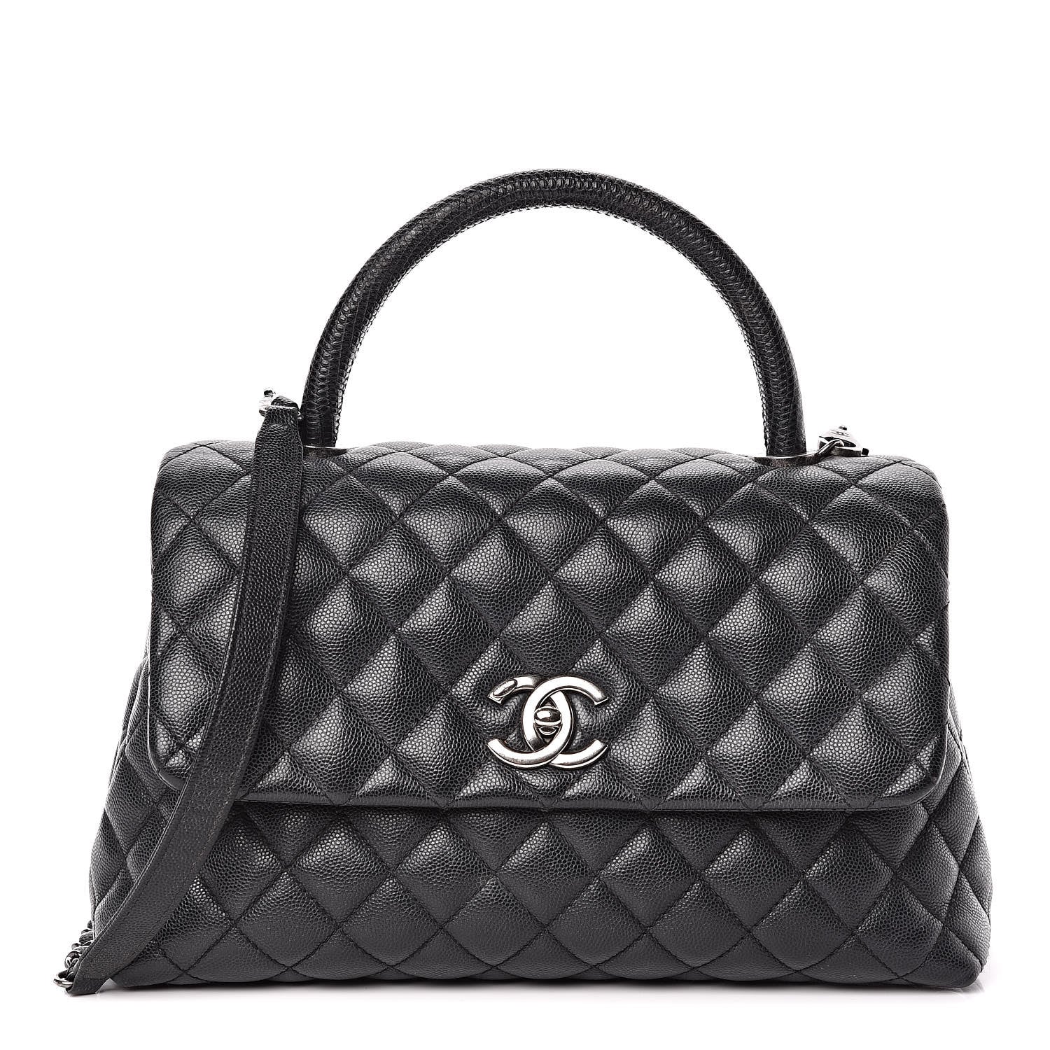 Chanel Caviar Lizard Quilted Small Coco Handle Flap Black 1 of 13