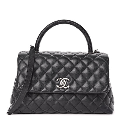 Chanel Caviar Lizard Quilted Small Coco Handle Flap Black 1 of 13