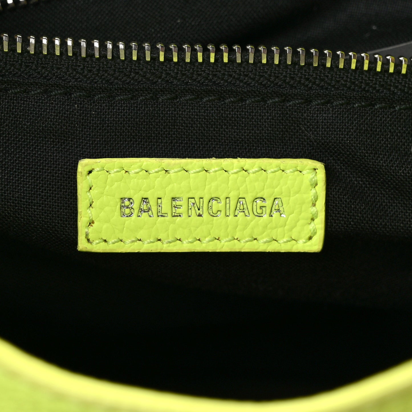 Chevre Silver Metallic Edge Hardware Mini City Acid Green