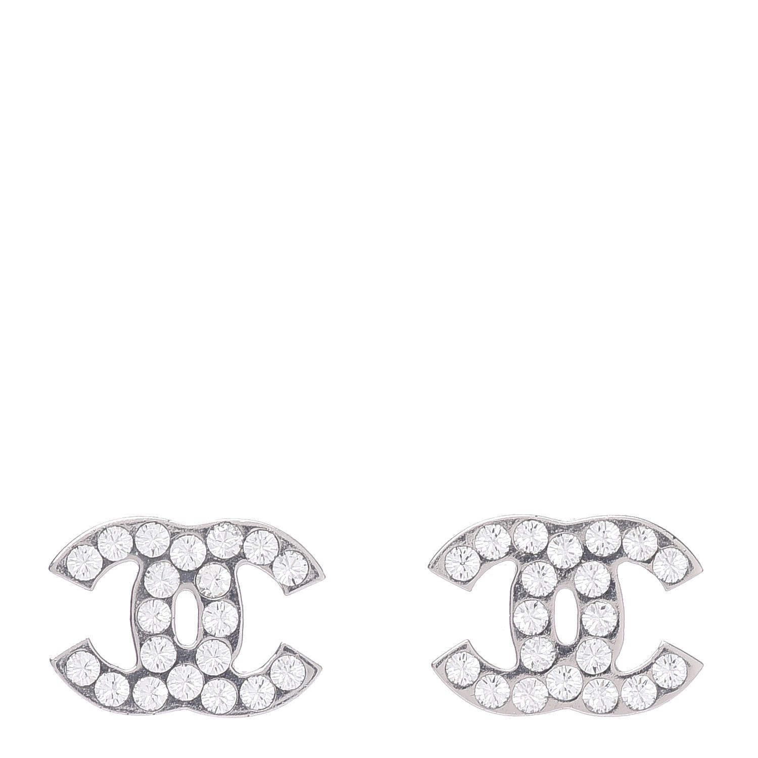Chanel Crystal CC Earrings Silver 1 of 4