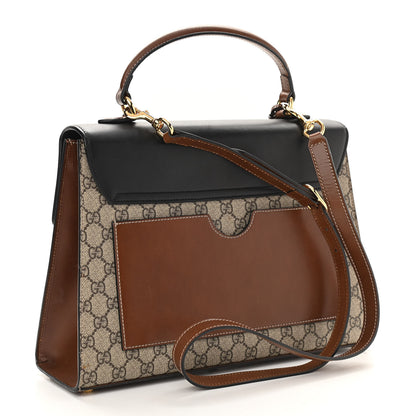 Gucci GG Supreme Monogram Calfskin Medium Padlock Top Handle Bag Beige Black Cuir 3 of 11