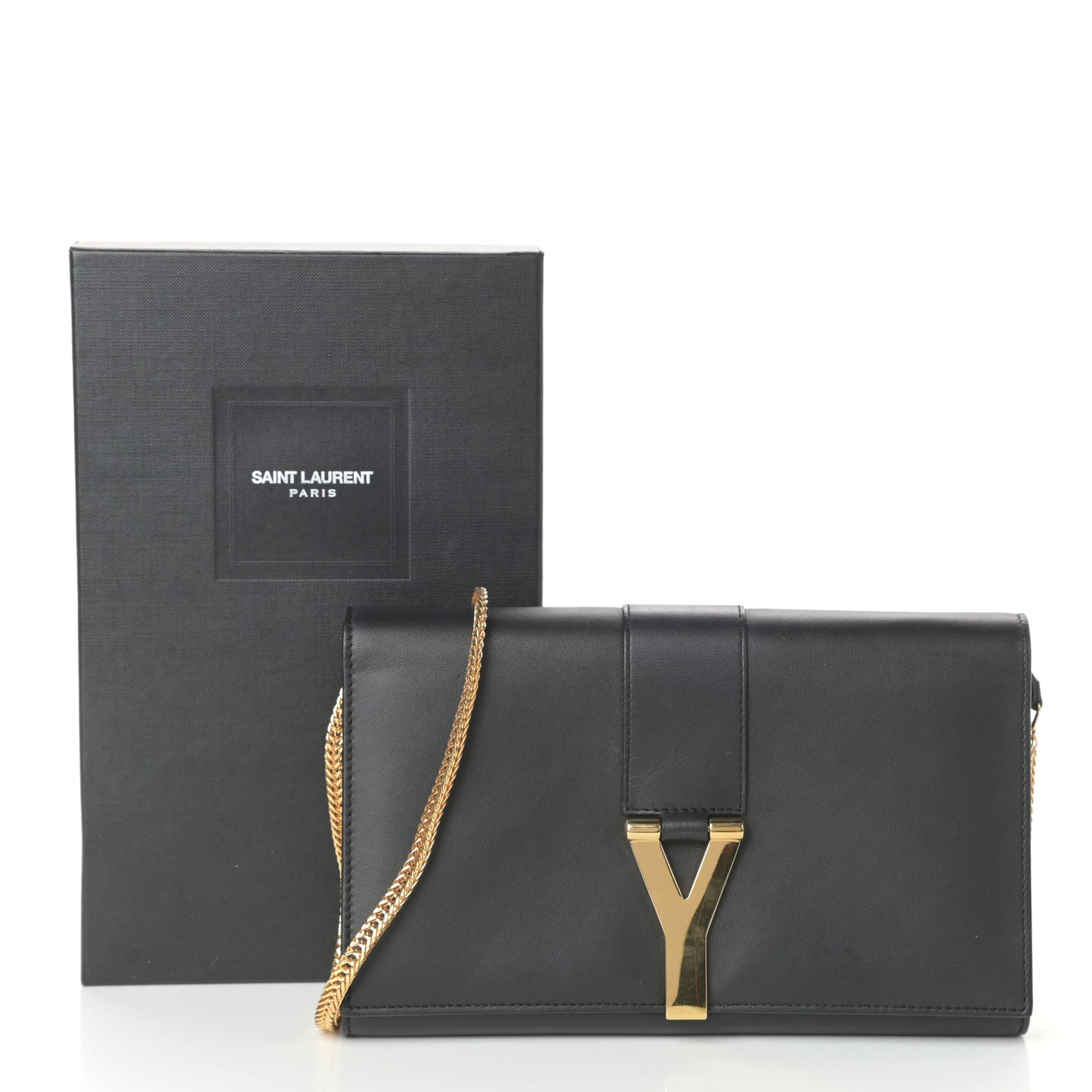 Calfskin Classic Y Ligne Chain Wallet Black