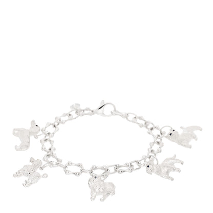 Tiffany Sterling Silver Five Dog Charm Bone Link Bracelet 1 of 5