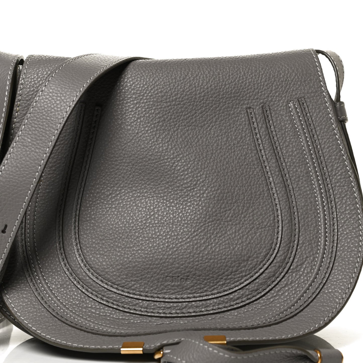 Calfskin Medium Marcie Round Crossbody Bag Cashmere Grey