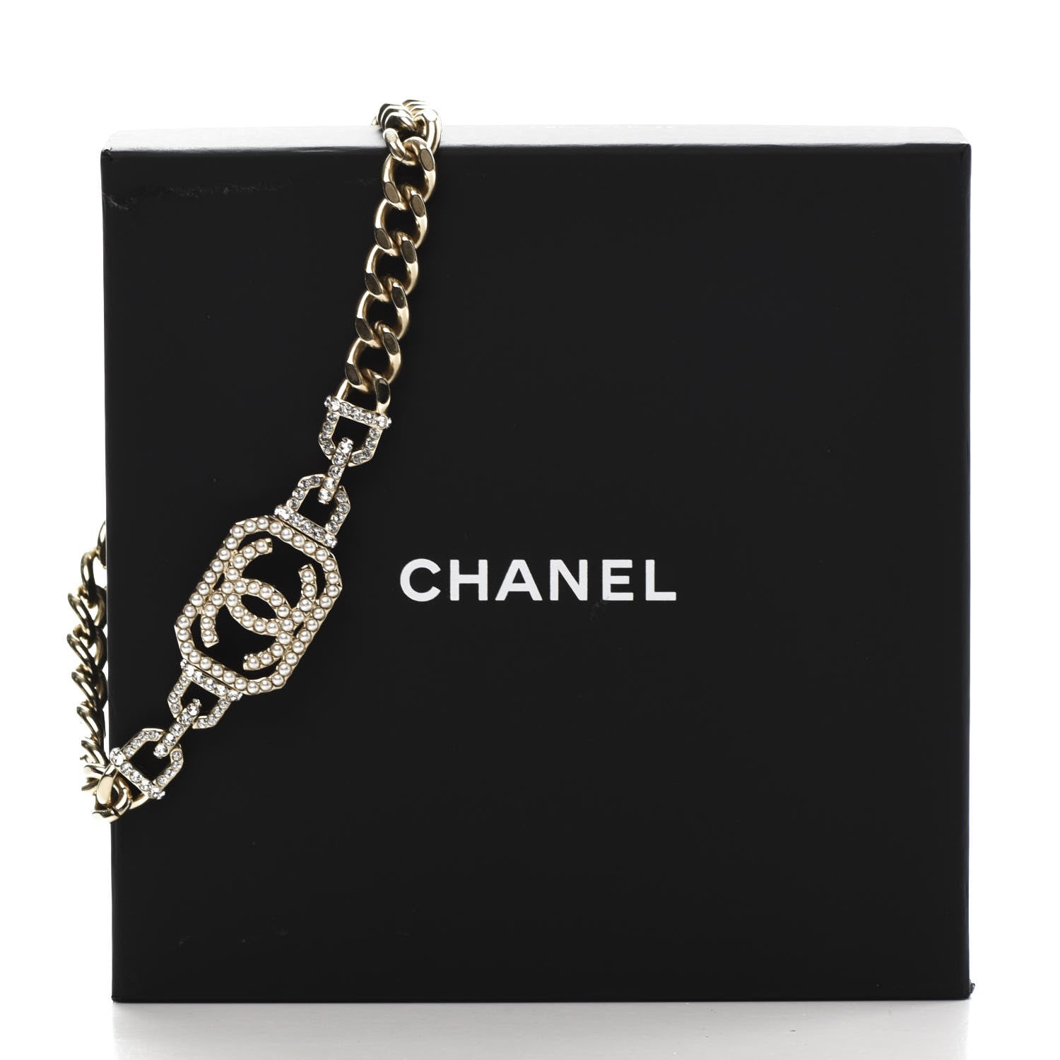 Chanel Crystal Pearl CC Vendome Choker Light Gold 5 of 5
