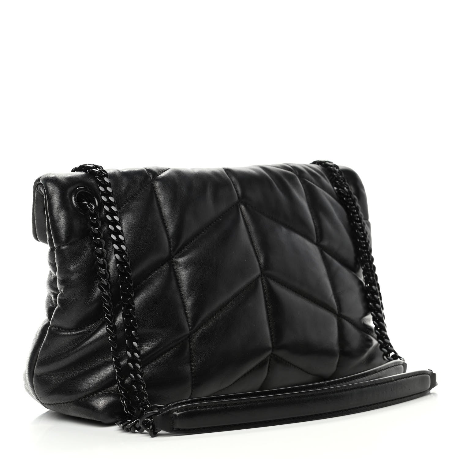 Saint Laurent Lambskin Quilted Small Loulou Puffer Monogram Chain Satchel Black 2 of 6