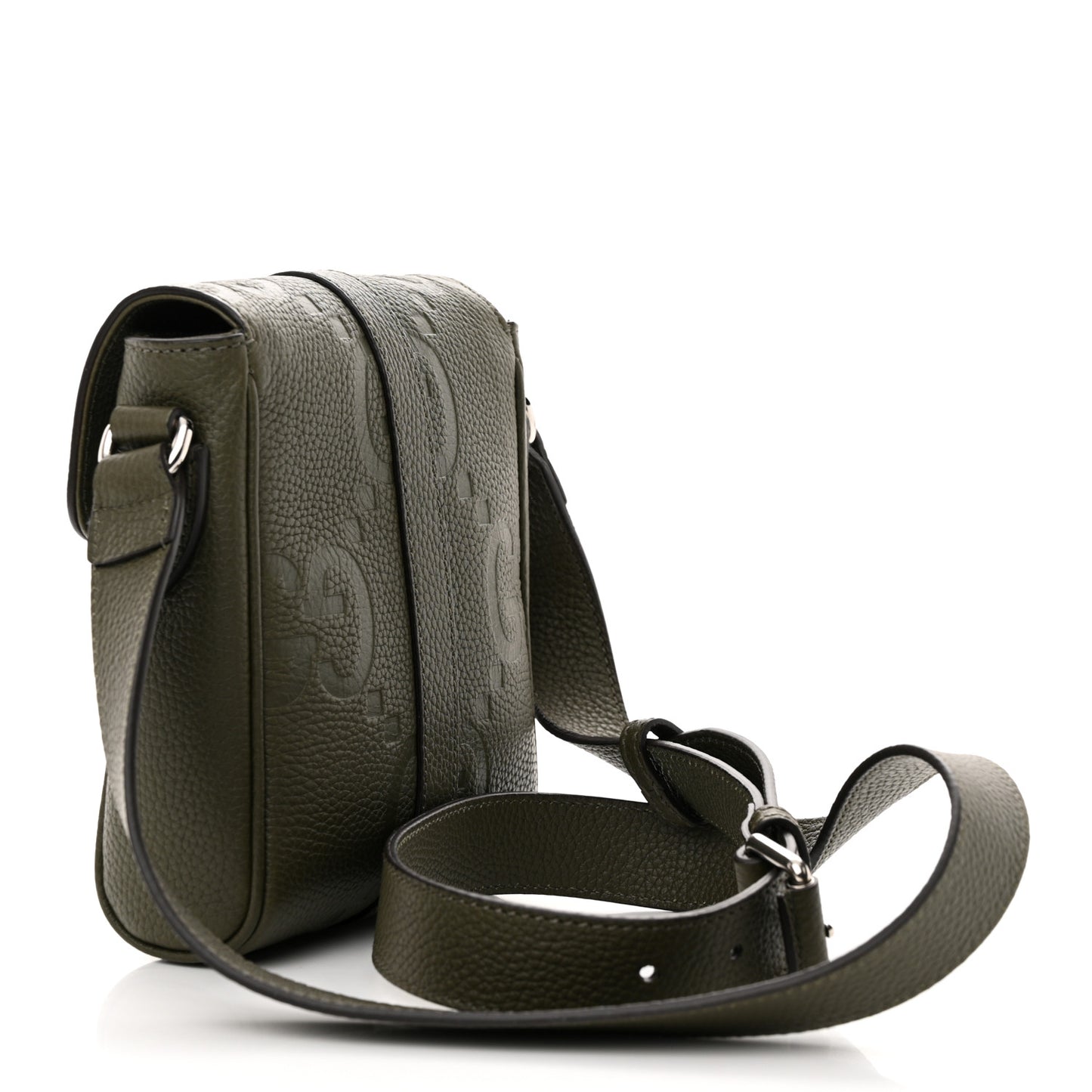 Piuma Calfskin Jumbo GG Embossed Small Messenger Bag Dark Green