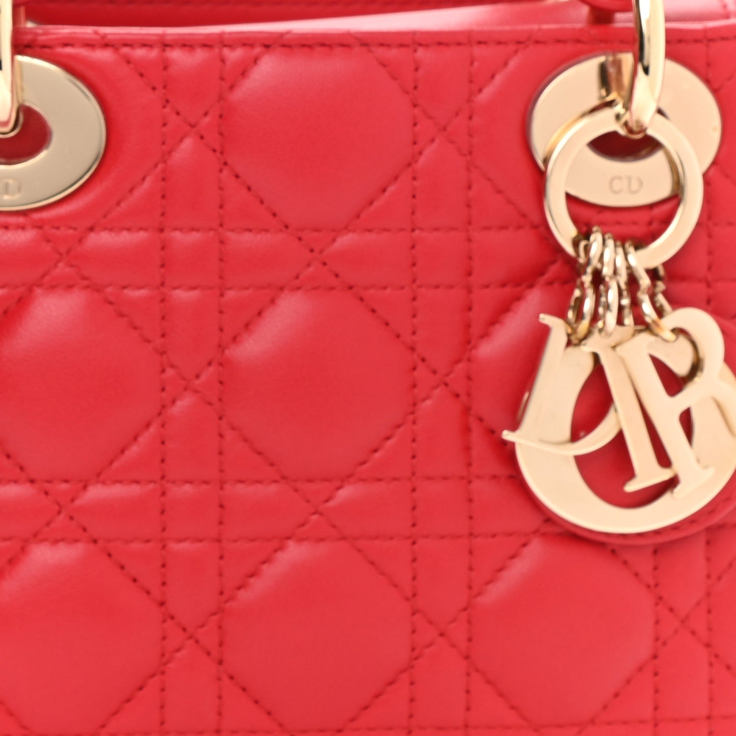 Lambskin Cannage Mini Lady Dior Red