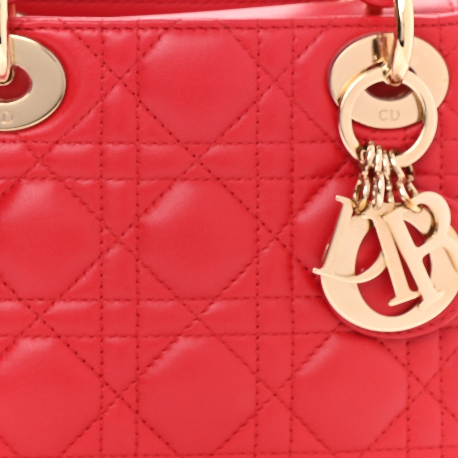 Christian Dior Lambskin Cannage Mini Lady Dior Red 8 of 10