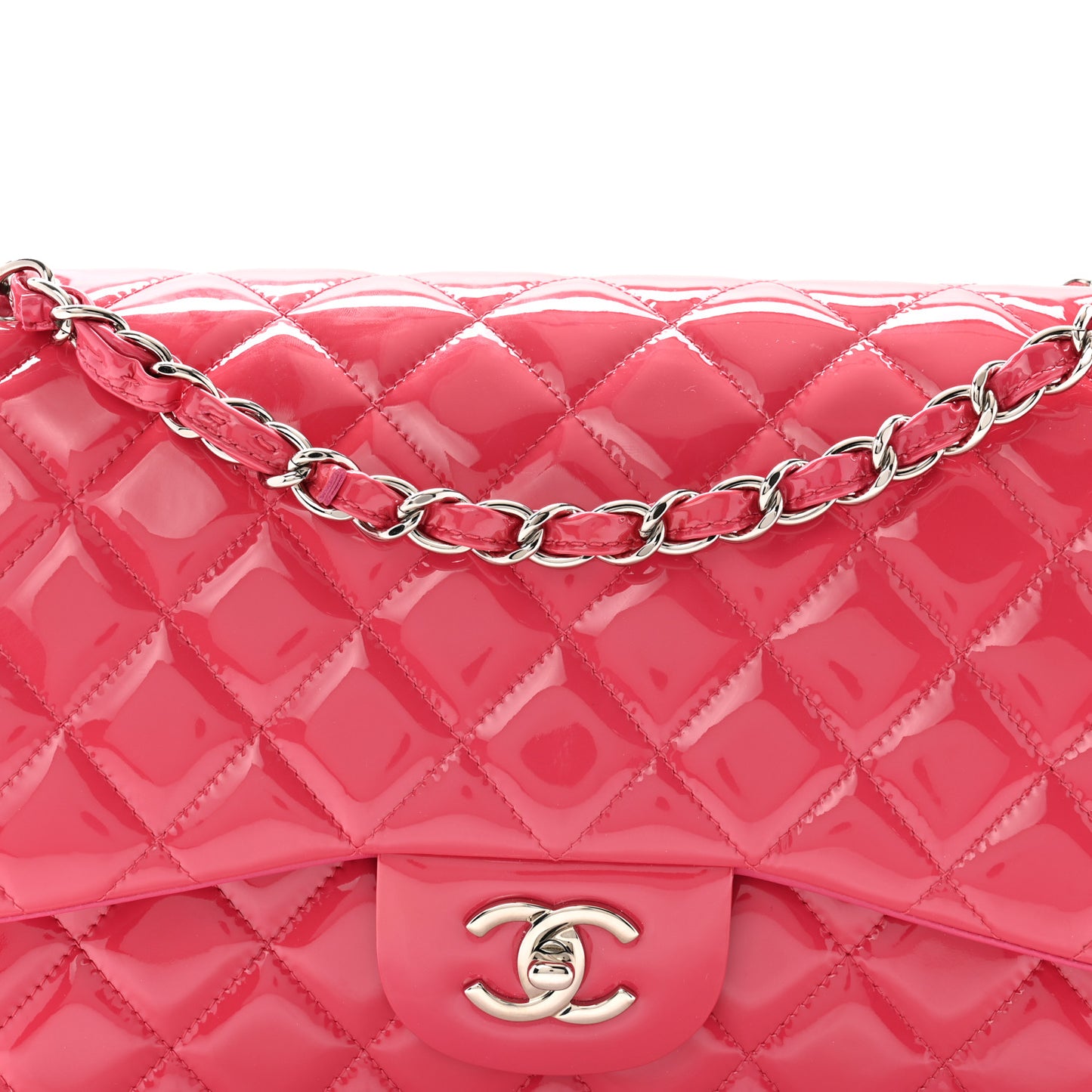 Patent Quilted Jumbo Double Flap Pink