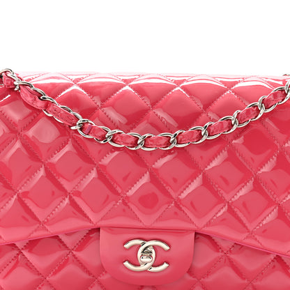 Chanel Patent Quilted Jumbo Double Flap Pink 8 of 10