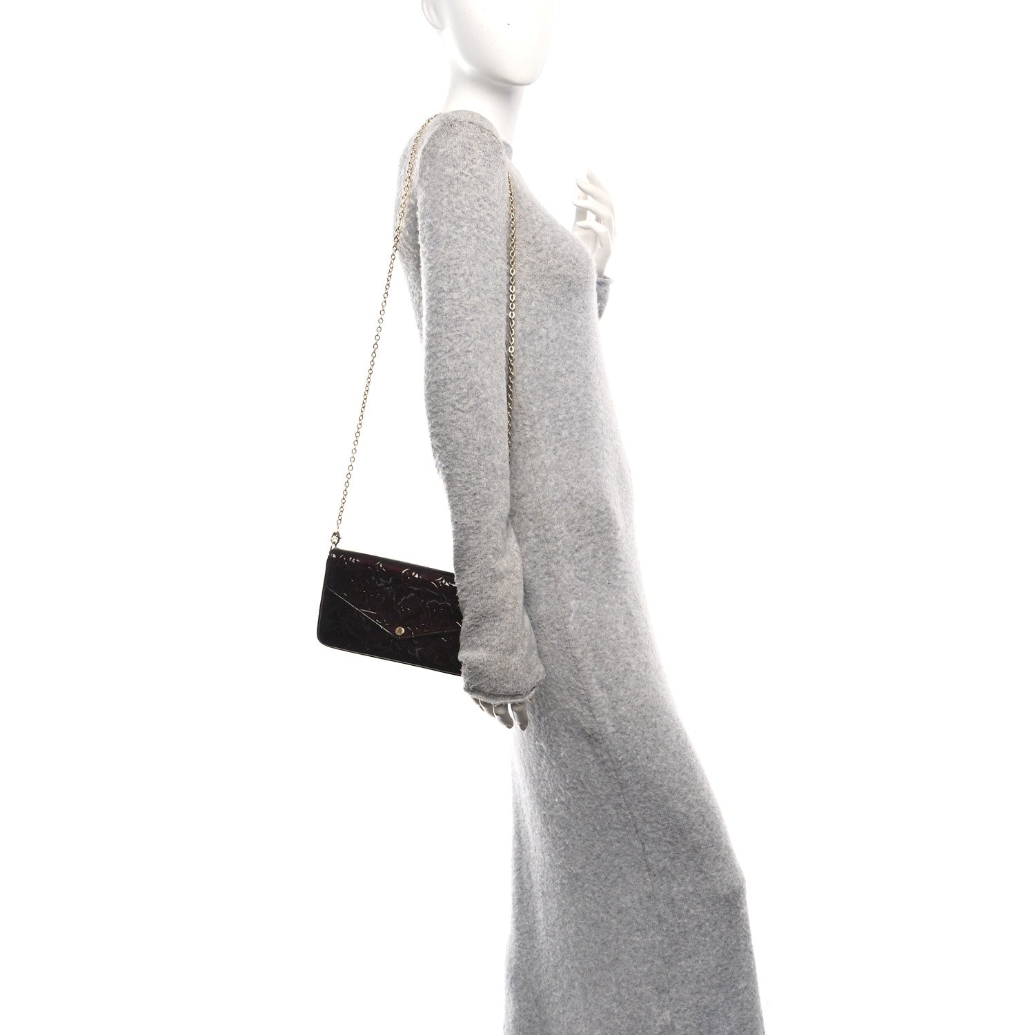 Louis Vuitton Vernis Pochette Felicie Chain Wallet Amarante 2 of 10