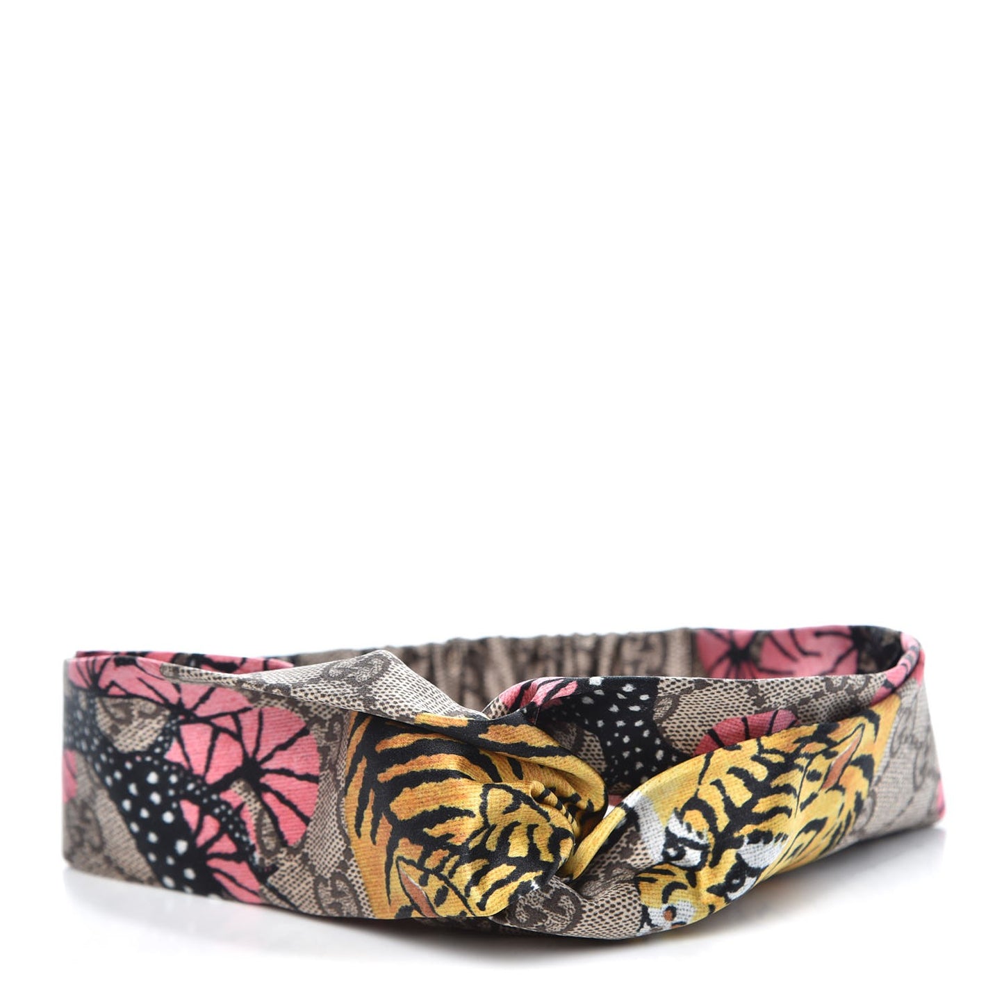 Silk Monogram Bengal Tiger Print Duchesse Headband Pink