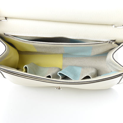 Gucci Pebbled Calfskin Medium Bamboo Daily Flap Shoulder Bag Mystic White 5 of 9