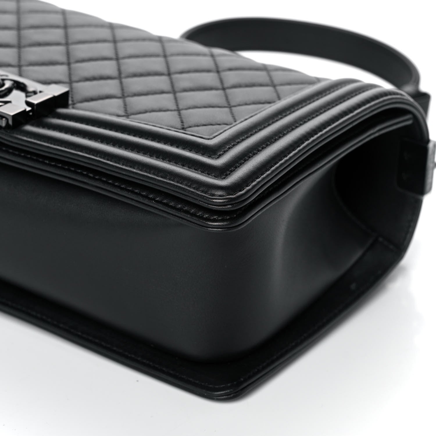 Chanel Calfskin Quilted Medium Boy Flap So Black 9 of 12