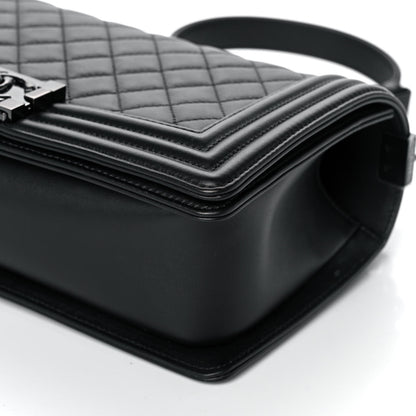 Chanel Calfskin Quilted Medium Boy Flap So Black 9 of 12