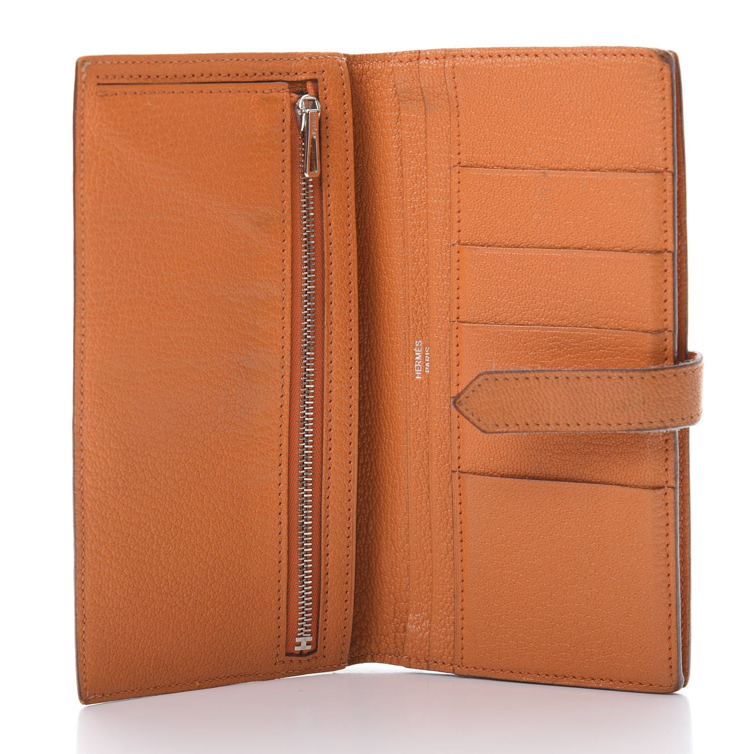 Hermes Chevre Mysore Bearn Gusset Wallet Orange 5 of 15