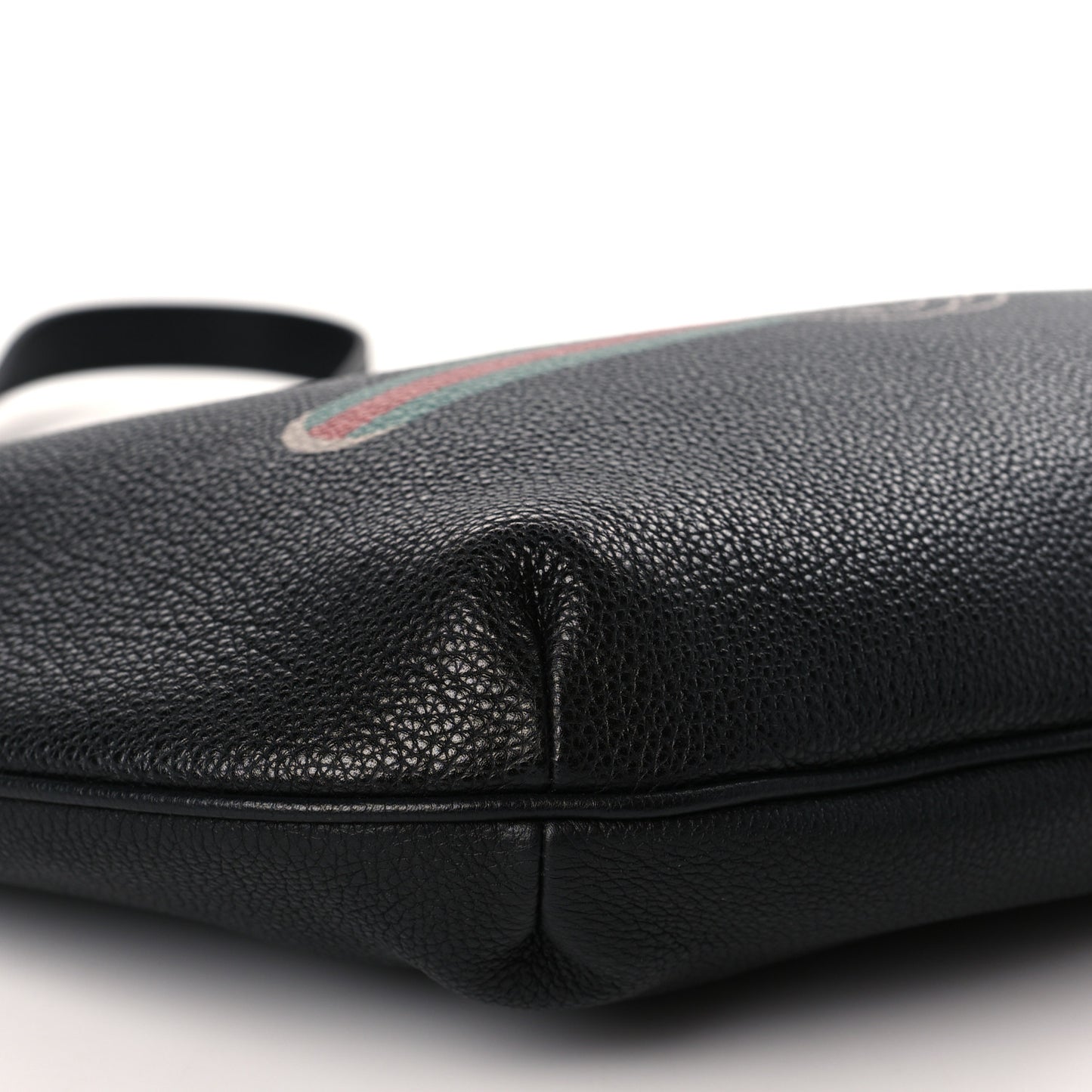 Grained Calfskin Logo Half Moon Hobo Black
