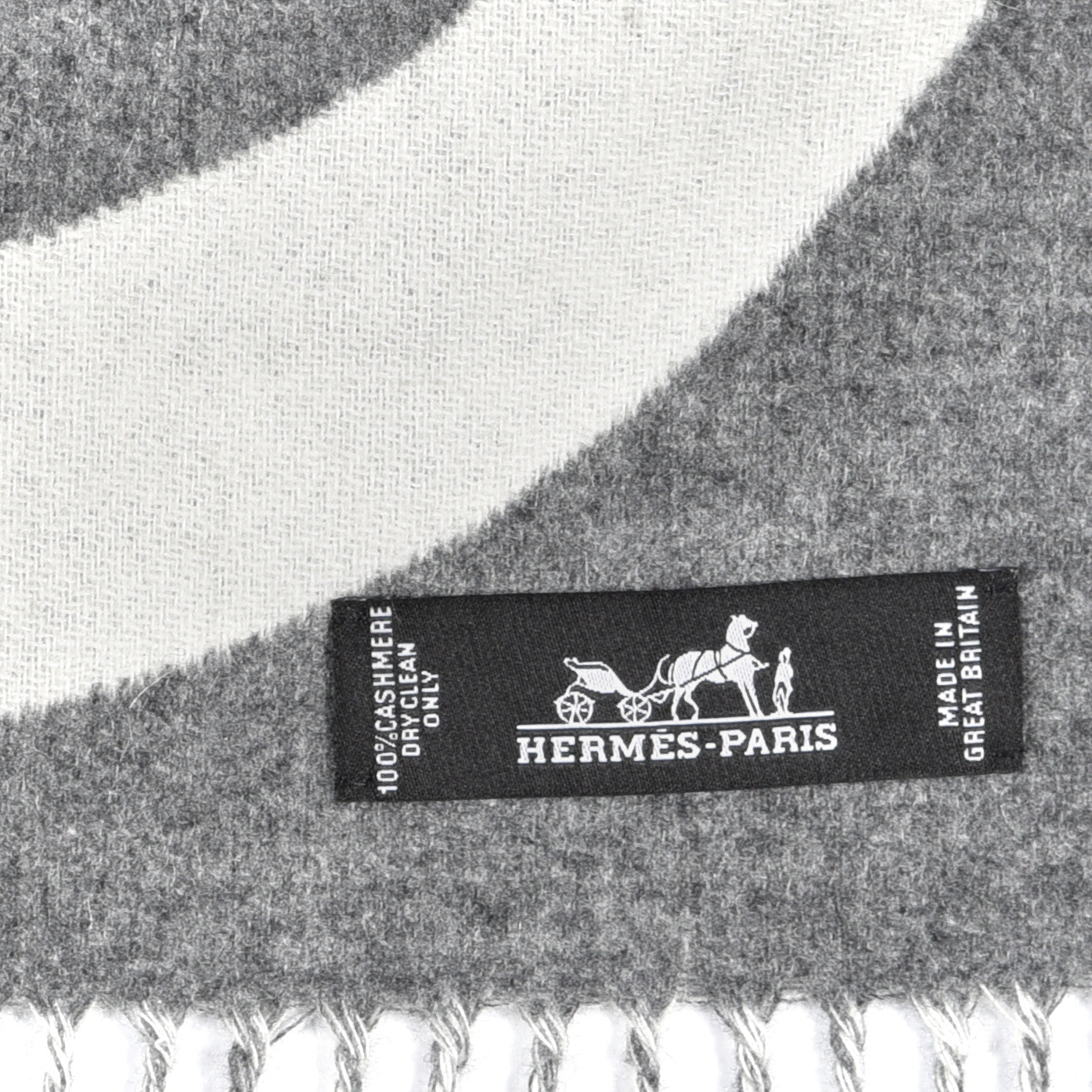 Cashmere Casaque Charms Muffler Gris Flanelle Ivoire