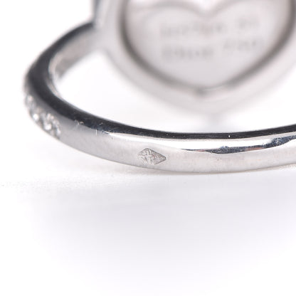 Christian Dior 18K White Gold Diamond Opal Heart Ring 51 5.75 6 of 9