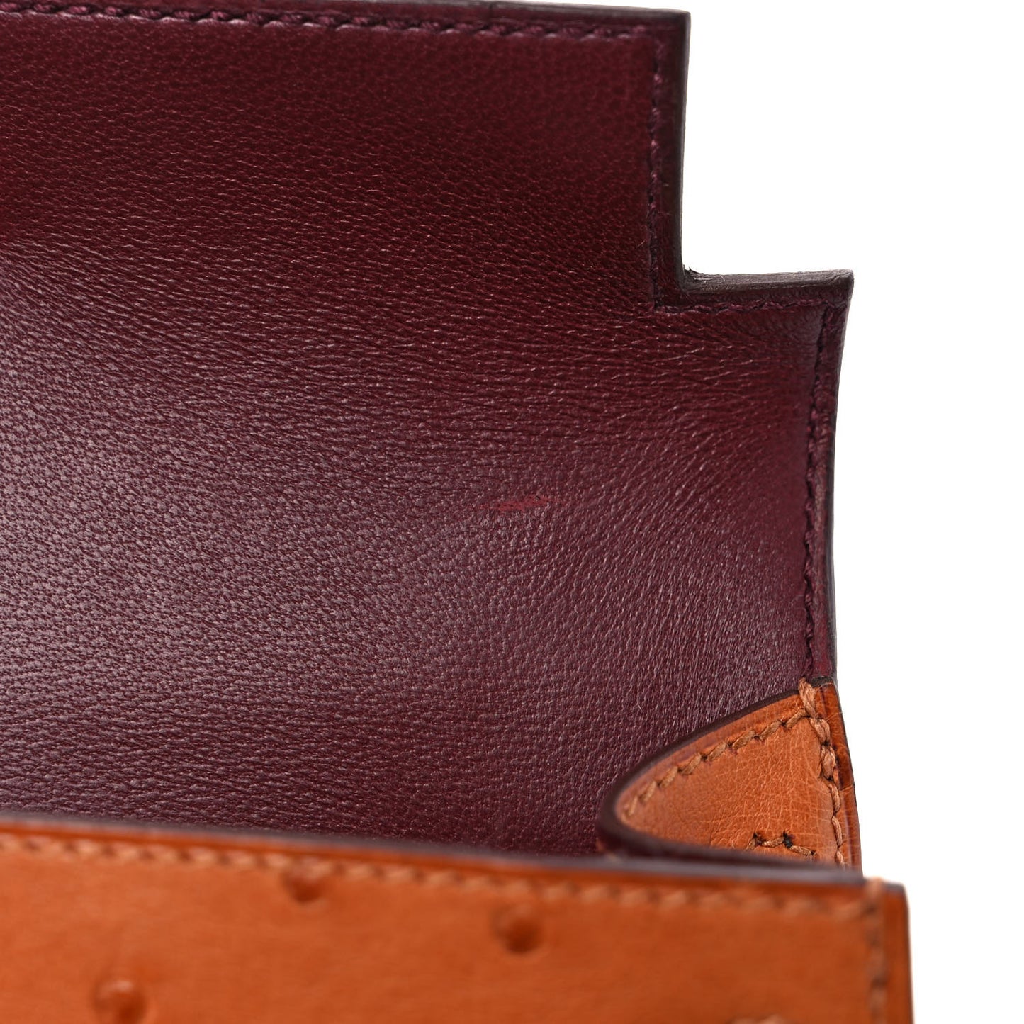 Ostrich Horseshoe Kelly Sellier Mini 20 Cognac Rouge H