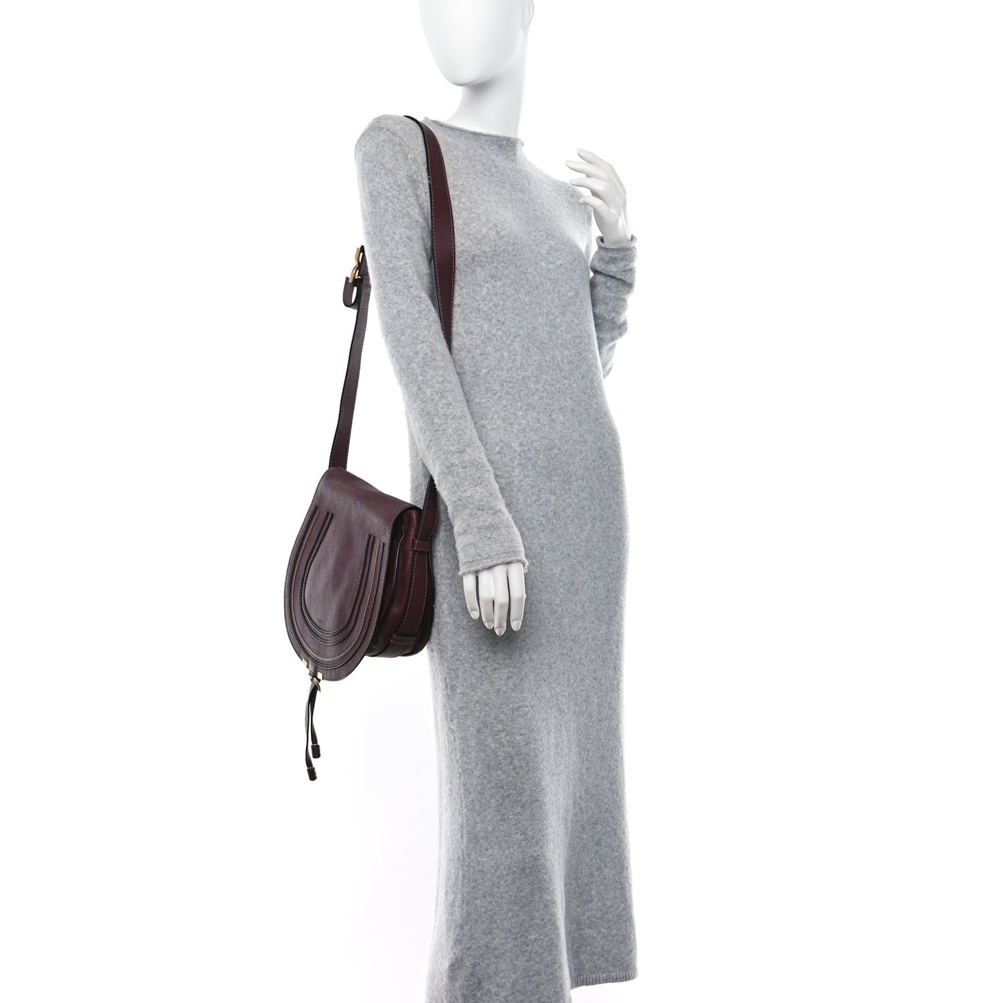 Calfskin Medium Marcie Round Crossbody Bag Dark Velvet